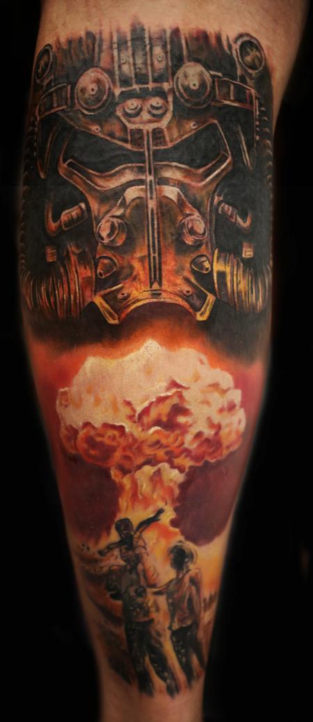 Caleb Morgan - fallout themed tattoo